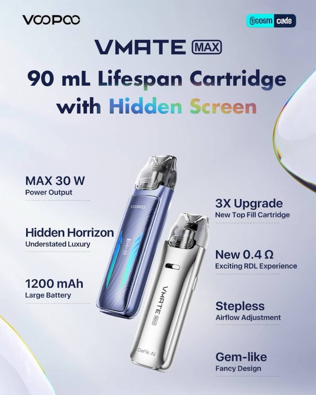 原廠正品 Voopoo Vmate MAX 30W 可調瓦小煙 1200mAh 電子煙 小煙 VC蒸氣