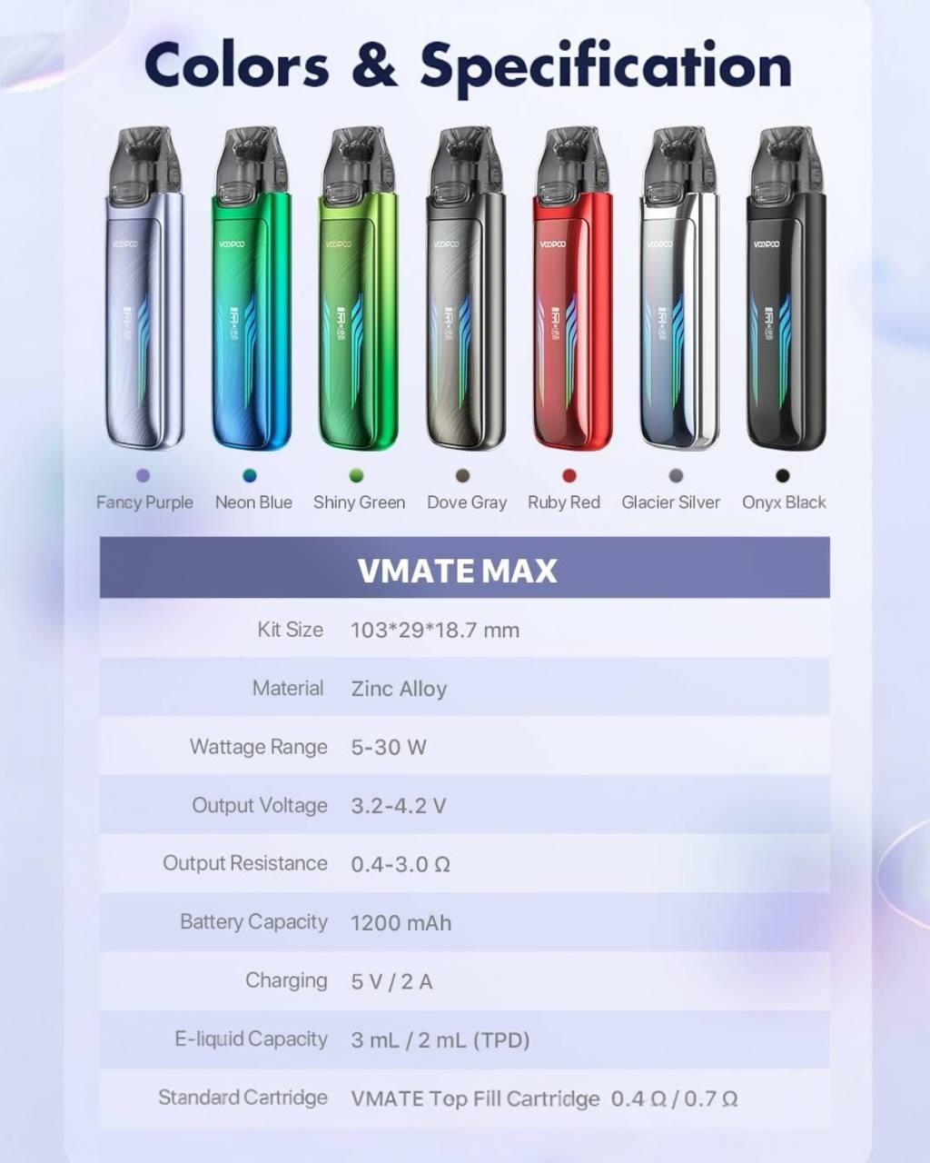 原廠正品 Voopoo Vmate MAX 30W 可調瓦小煙 1200mAh 電子煙 小煙 VC蒸氣