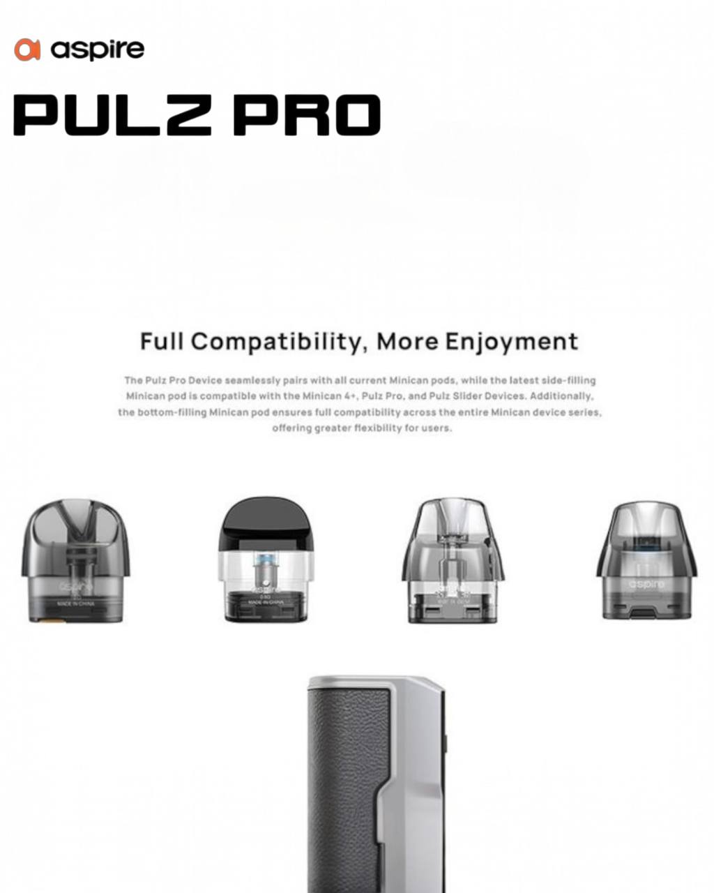 原廠正品 Aspire Pulz Pro 電子煙 小煙 注油式 大容量1400mAh Minican 5代 VC蒸氣