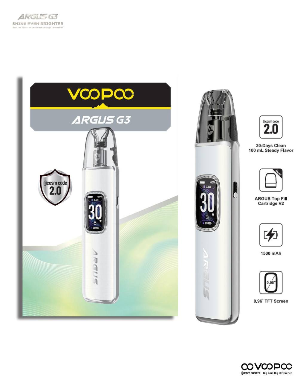 原廠正品 VOOPOO ARGUS G3 阿格斯 g3 1500mAh 大容量 電子煙 小煙 VC蒸氣