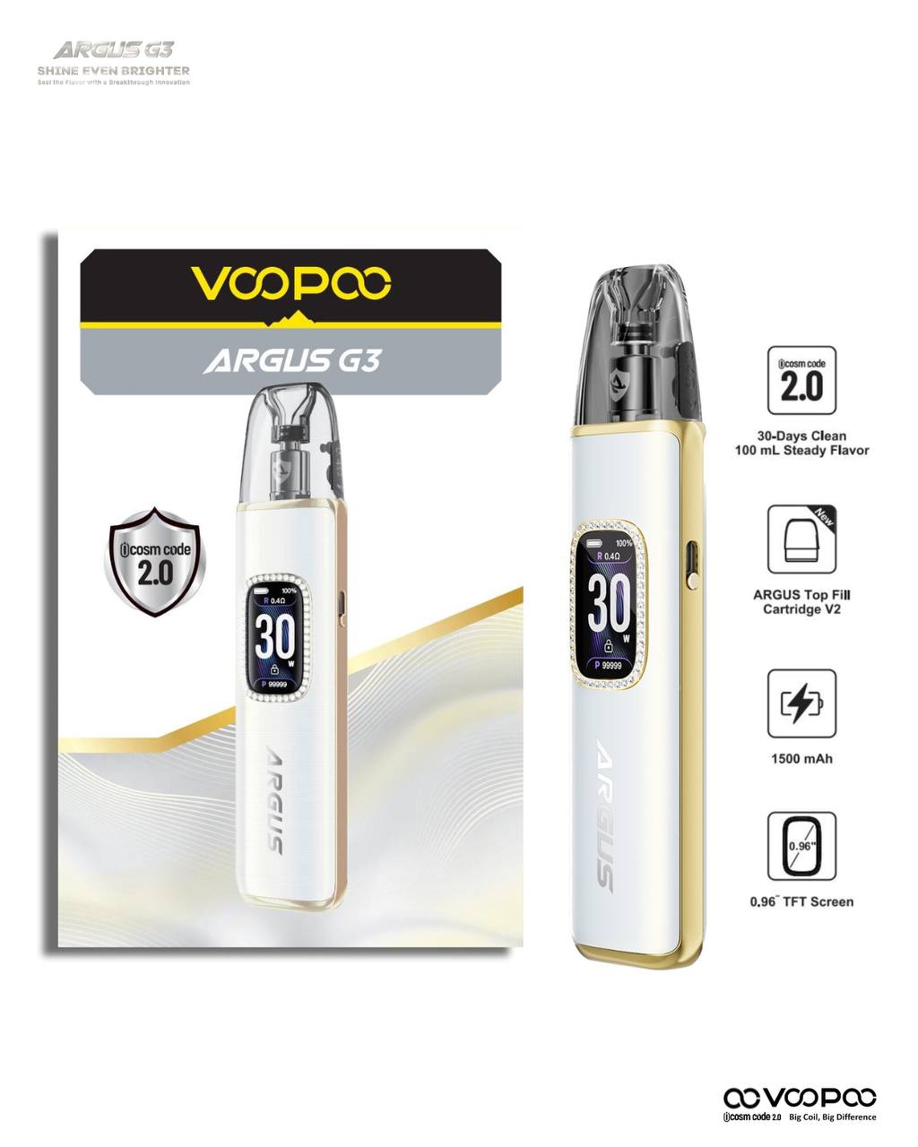 原廠正品 VOOPOO ARGUS G3 阿格斯 g3 1500mAh 大容量 電子煙 小煙 VC蒸氣