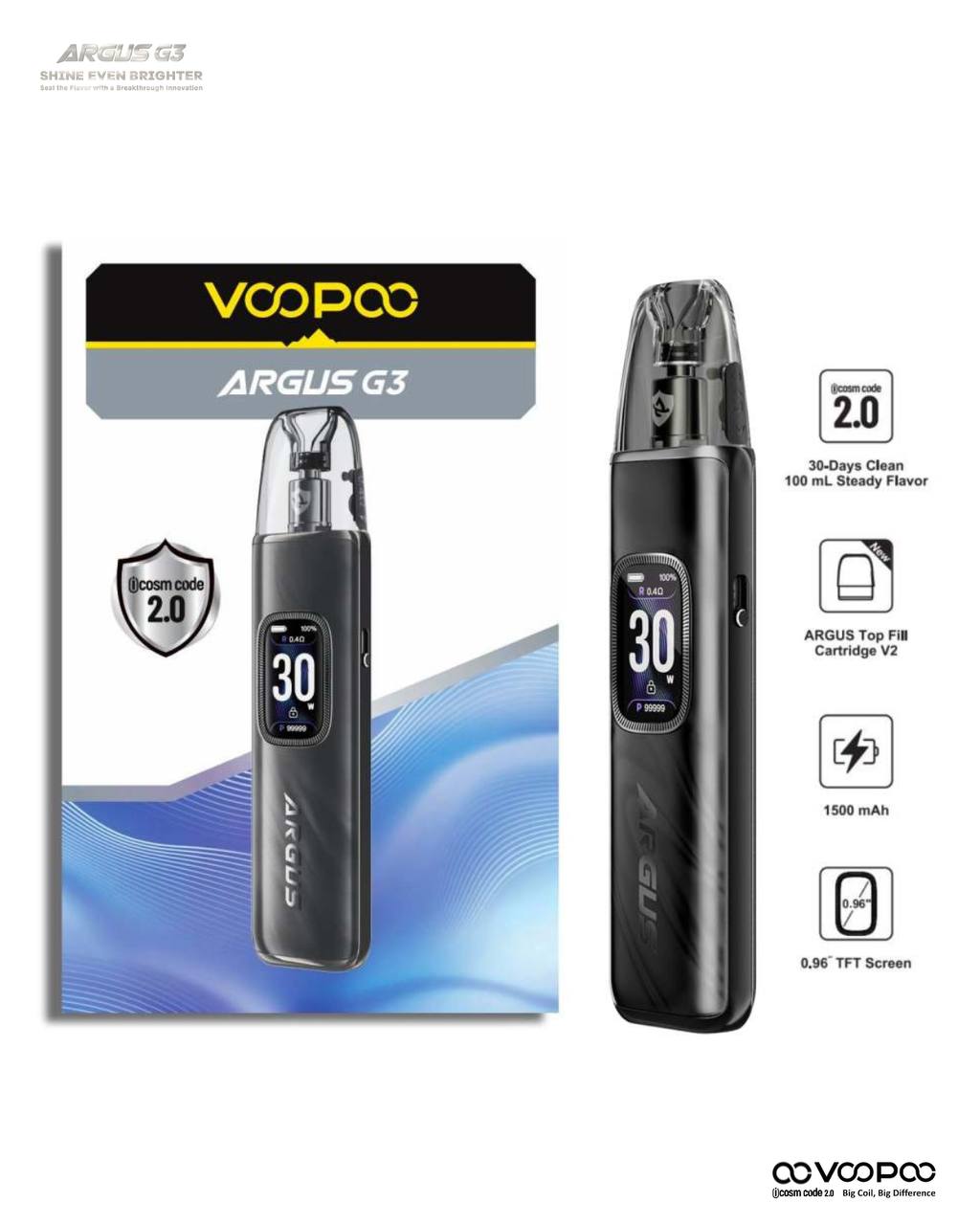 原廠正品 VOOPOO ARGUS G3 阿格斯 g3 1500mAh 大容量 電子煙 小煙 VC蒸氣