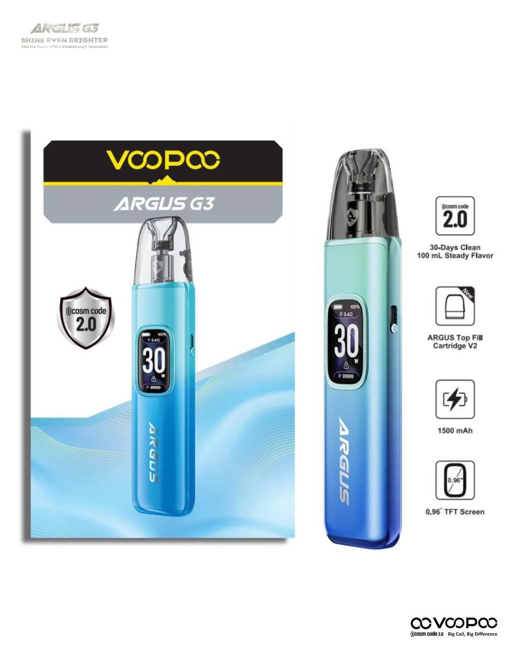 原廠正品 VOOPOO ARGUS G3 阿格斯 g3 1500mAh 大容量 電子煙 小煙 VC蒸氣
