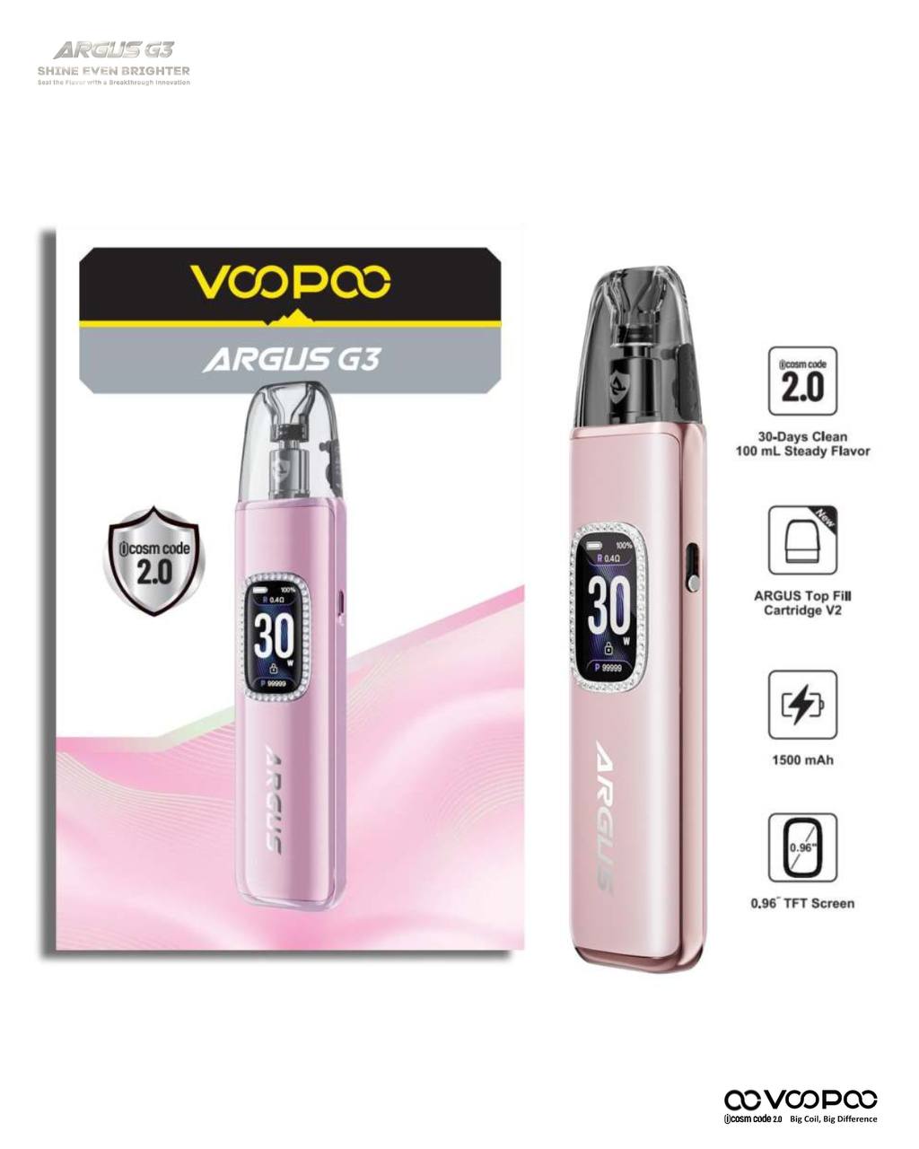 原廠正品 VOOPOO ARGUS G3 阿格斯 g3 1500mAh 大容量 電子煙 小煙 VC蒸氣