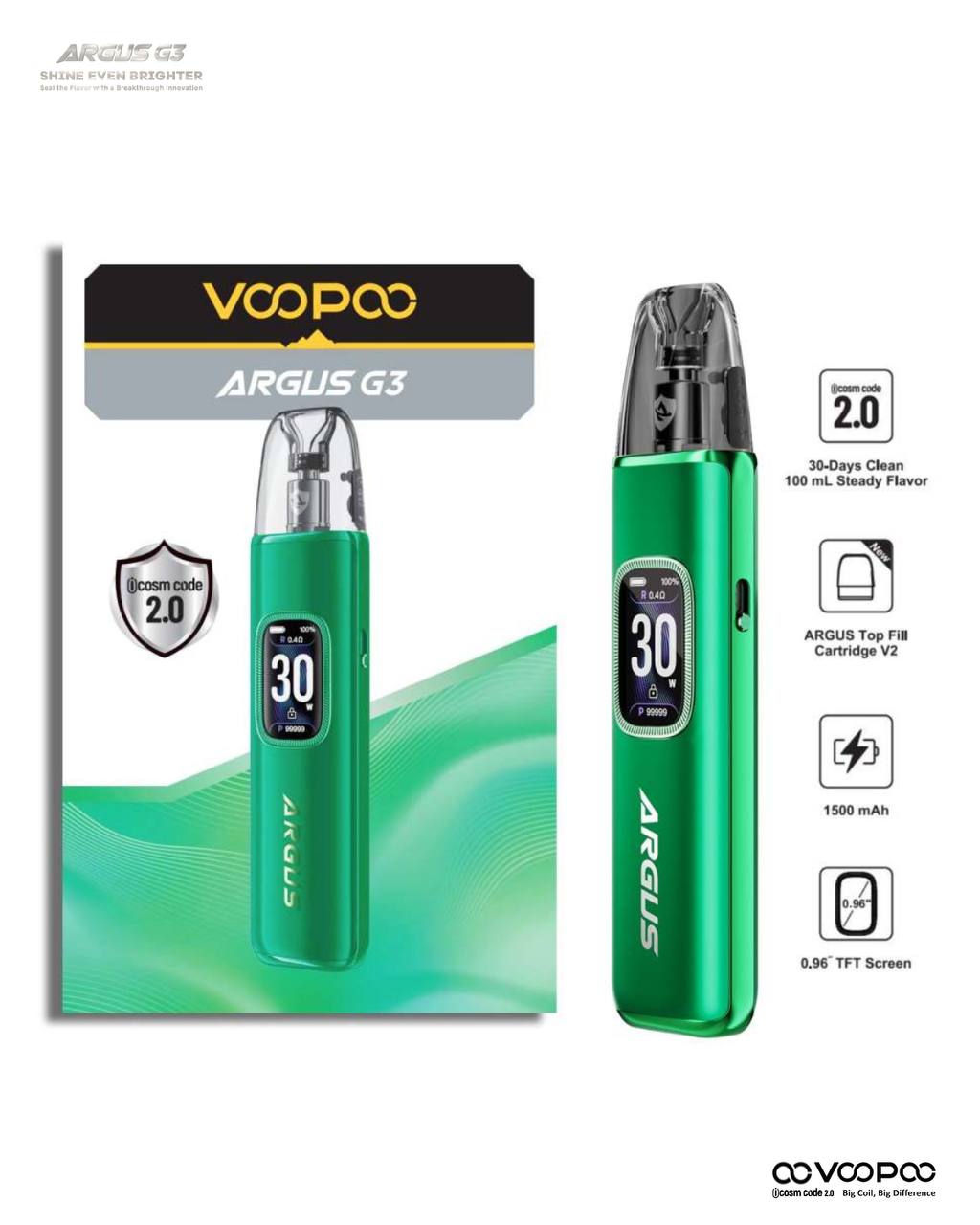 原廠正品 VOOPOO ARGUS G3 阿格斯 g3 1500mAh 大容量 電子煙 小煙 VC蒸氣