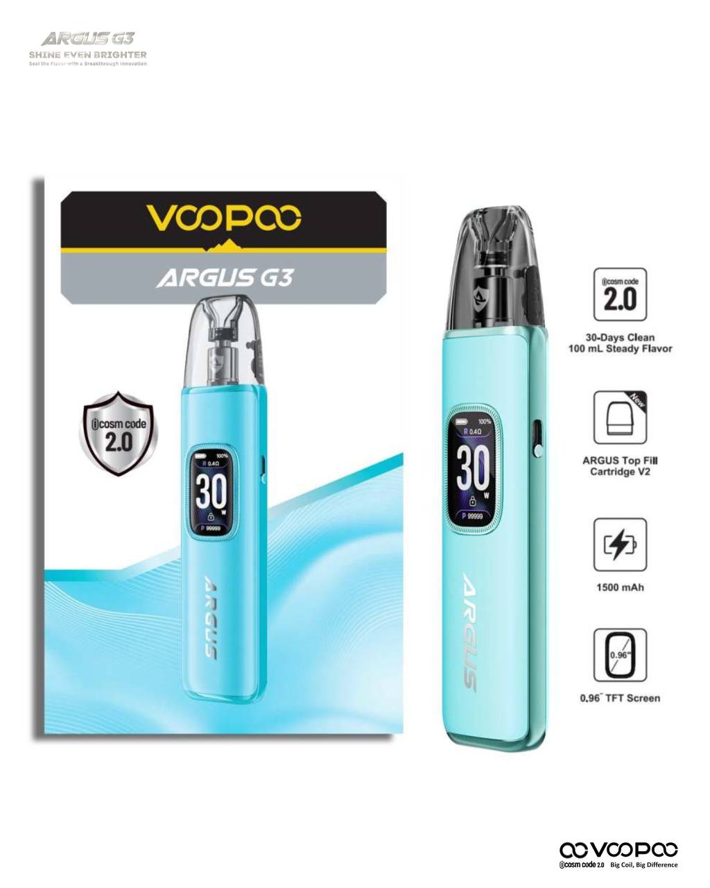 原廠正品 VOOPOO ARGUS G3 阿格斯 g3 1500mAh 大容量 電子煙 小煙 VC蒸氣