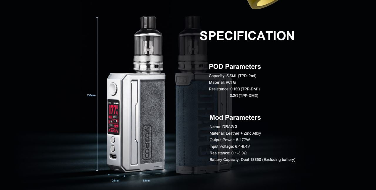 原廠正品 VOOPOO DRAG 3 TPP-X Kit 177W VC蒸氣