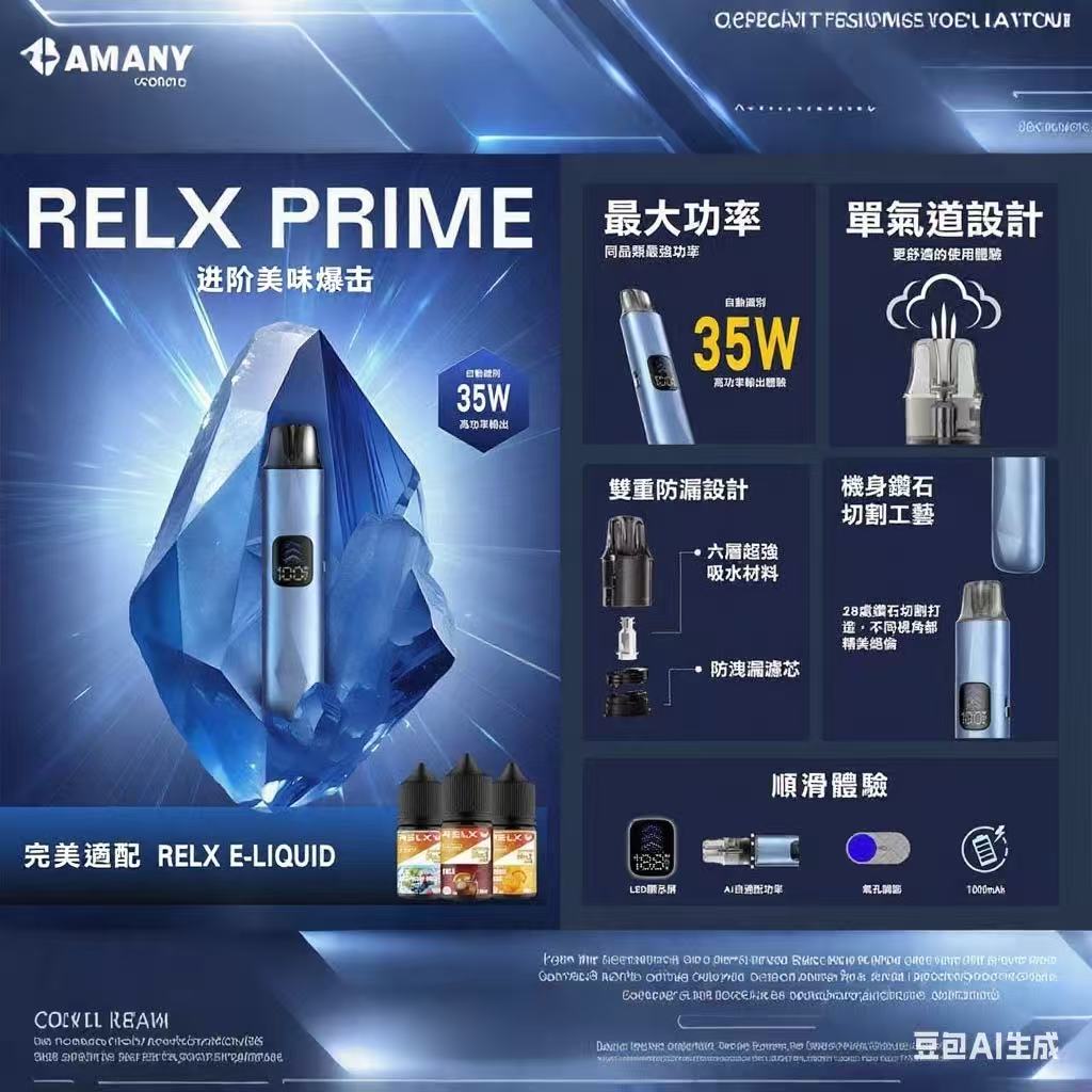原廠正品 RELX PRIME 全球第一品牌 電子煙  主機套裝 小菸 小煙 自動智控霧化主機｜1000mAh 長效續航 - VC蒸氣