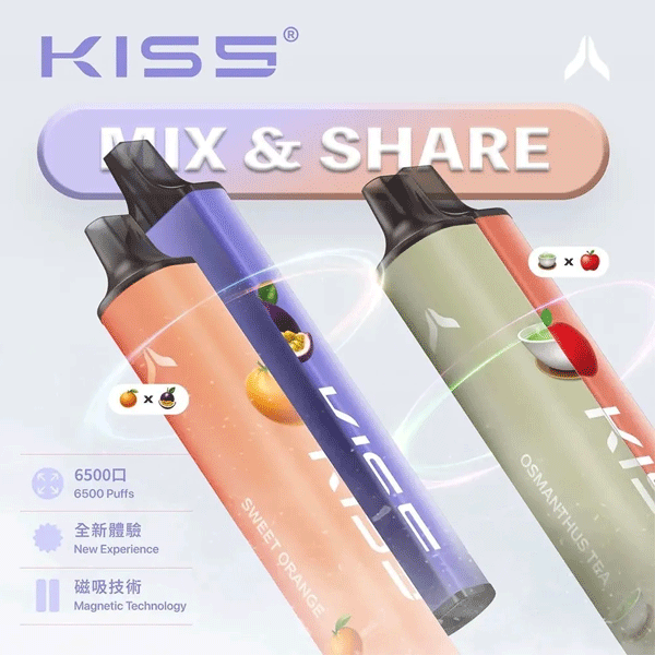 原廠正品 KISS 二合一 ㄧ次性電子煙 雙使用 6500口 KISS 5 鎧斯5號 拋棄式 有仿偽碼 K65 可混搭