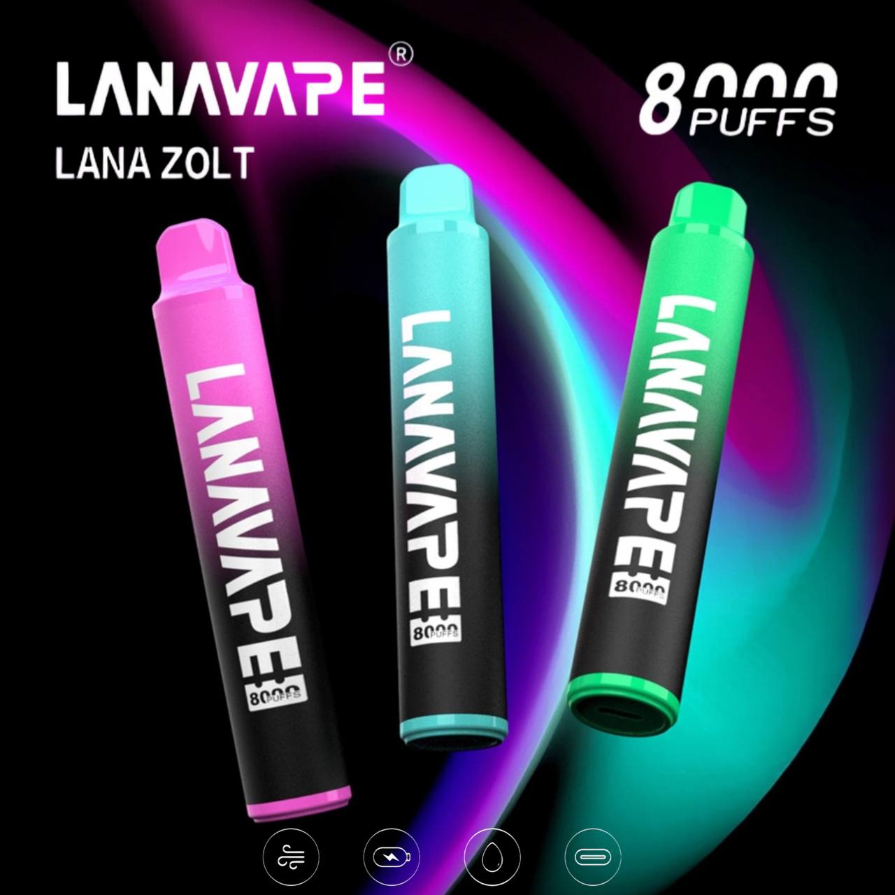 原廠正品 LANA VAPE 拋棄式 8000口 一次性 17種口味 台灣現貨 電子煙 大容量 VC蒸氣