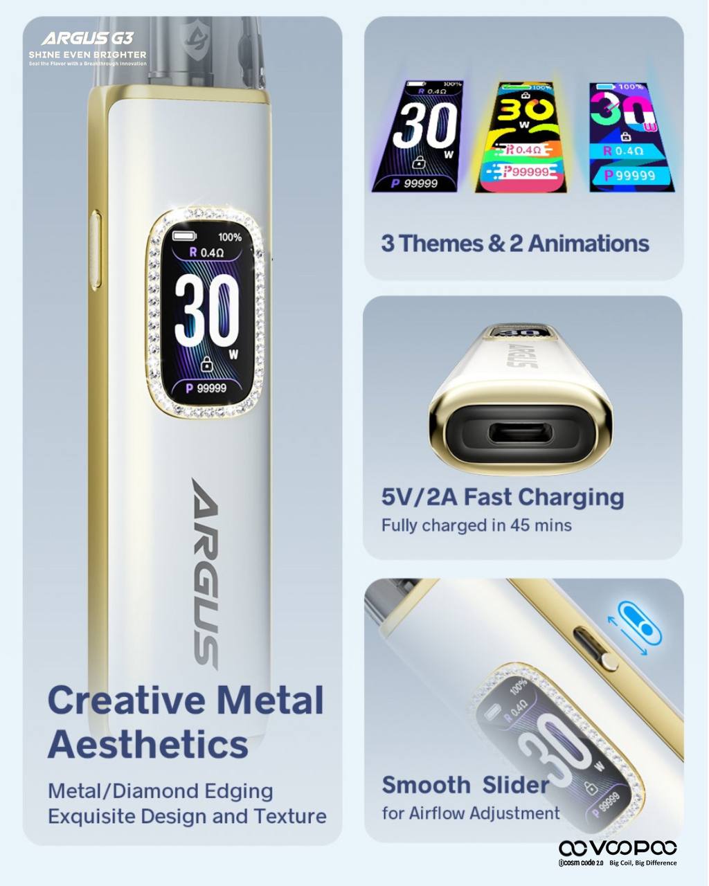 原廠正品 VOOPOO ARGUS G3 阿格斯 g3 1500mAh  大容量 電子煙 小煙 VC蒸氣