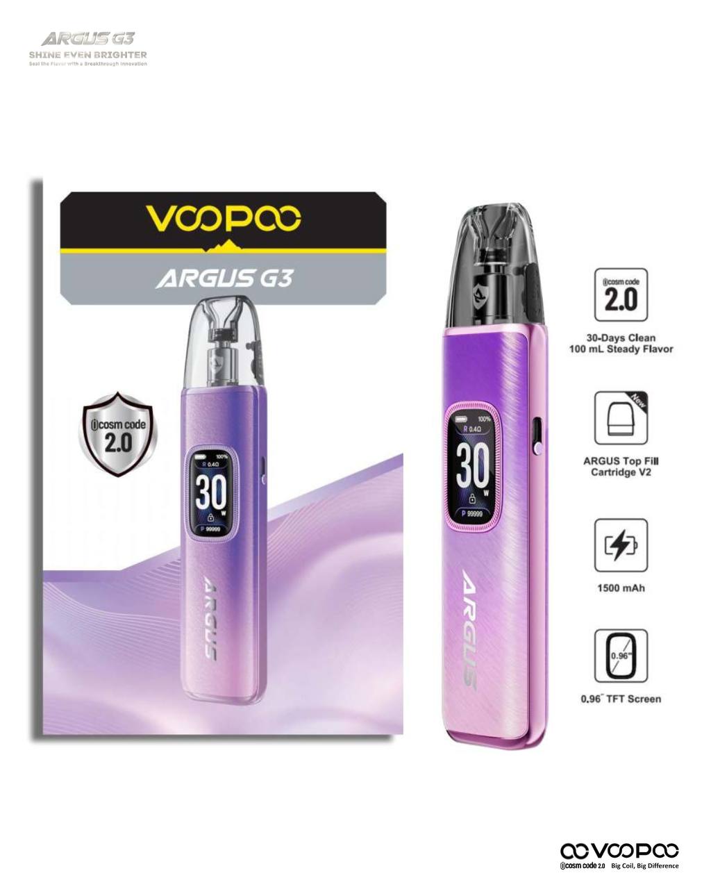 原廠正品 VOOPOO ARGUS G3 阿格斯 g3 1500mAh  大容量 電子煙 小煙 VC蒸氣
