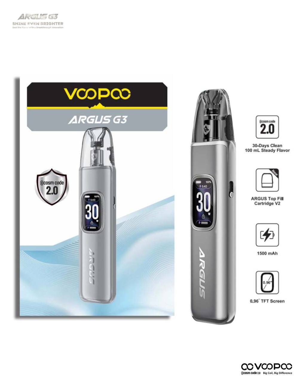 原廠正品 VOOPOO ARGUS G3 阿格斯 g3 1500mAh  大容量 電子煙 小煙 VC蒸氣