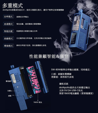 原廠正品 dotApollo Kit DotMod x Mission XV 聯名之作｜重塑 AIO 精緻新高度 佩特里 電子煙 電子菸 - VC蒸氣
