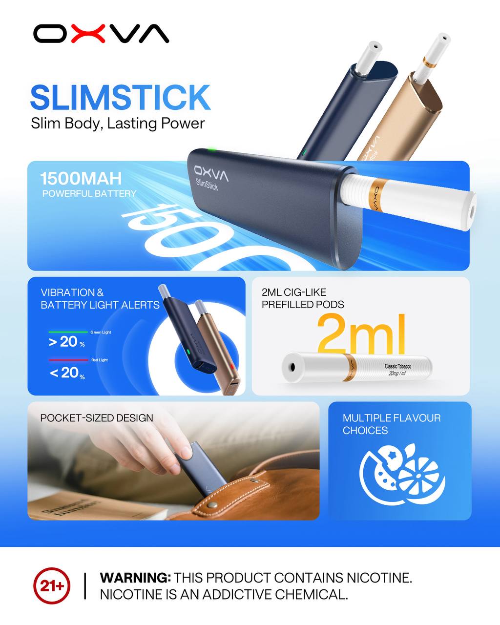 原廠正品 OXVA SlimStick 一次性 拋棄式 預注油加熱棒 電子煙 小菸