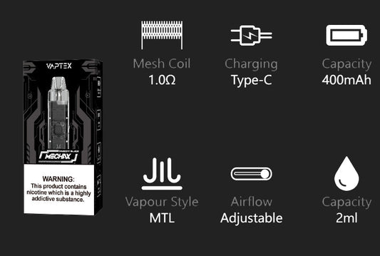 原廠正品 VAPTEX MECHAX POD KIT 400MAH 2ML 空彈 煙彈 VC蒸氣